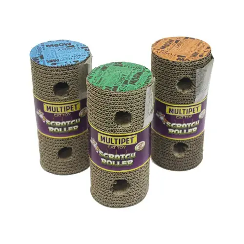 Cardboard Cat Scratch Roller Cat Toy, Assorted, 7.5-In.