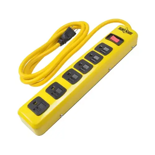 CCI 5139N Power Outlet Strip, 6 ft L Cable, 6 -Socket, 15 A, 125 V, Yellow