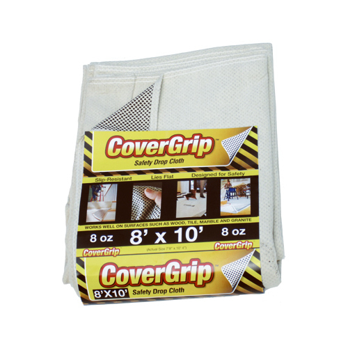 CoverGrip 81008 Drop Cloth, 10 ft L, 8 ft W, Rubber