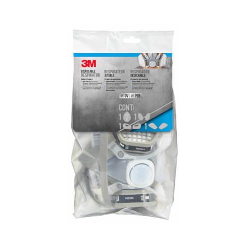 TEKK Protection Disposable Respirator, M Mask, P95 Filter Class, Dual Cartridge, Gray