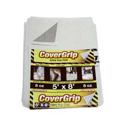 CoverGrip 5808 Drop Cloth 5 ft. W X 8 ft. L X 1.5 mil 8 oz Safety Canvas Ivory