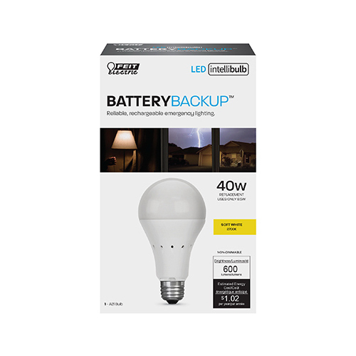 LED Intellibulb Battery Back-Up Light Bulb, 8.5-Watts