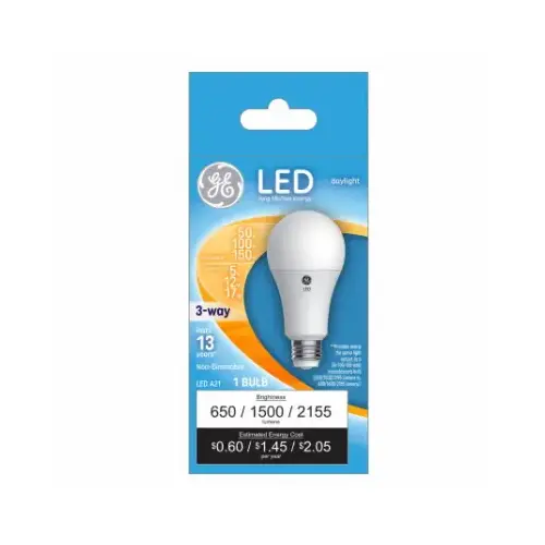 LED 3-Way Light Bulb, Daylight, 5/13/19-Watts