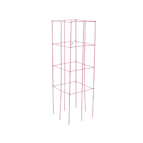 Tomato Cage, 4-Panel, Heavy-Duty, Red Steel, 47-In.