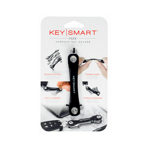 Compact Key Holder, Black Plastic, Holds 8 Keys