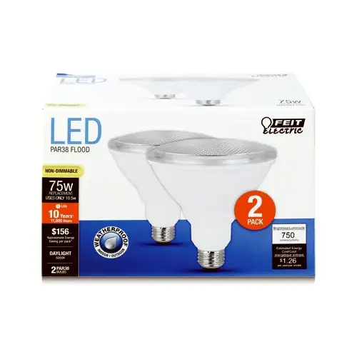 LED Light Bulbs, Par38, 10.5-Watts, 750-Lumens Pair