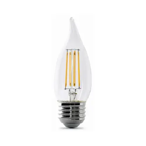 LED Chandelier Light Bulbs, Flame Tip, Soft White, 300 Lumens, 3.3-Watts Pair