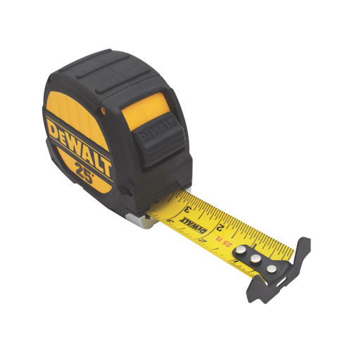 Tough Series Tape Measure, 25 ft L Blade, 1-1/4 in W Blade, Steel Blade, Plastic Case Black/Yellow