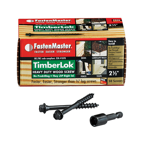 FastenMaster FMTLOK212-50 Wood Screws TimberLok No. 10 S X 2-1/2" L Galvanized Galvanized
