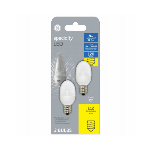 LED Night Light Bulb, C7, White, 5-Watts