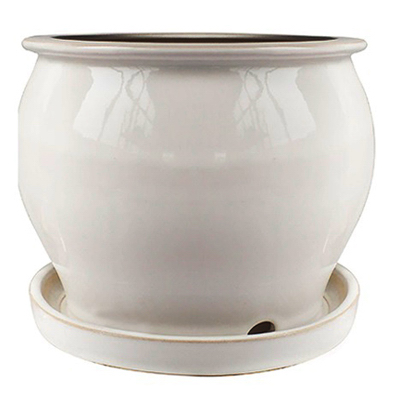 Trendspot DB10021-04L Studio Planter, Cream White Glazed Ceramic, 4-In.