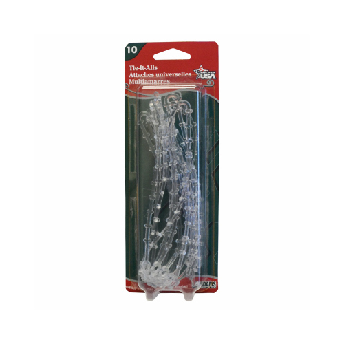 Adams 8710-06-1040 Holiday Dcor Tie-It-All's, Clear, 10-Ct.