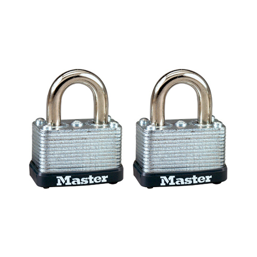 Keyed-Alike Padlock, Laminated Warded Steel, 1-1/2 In Pair