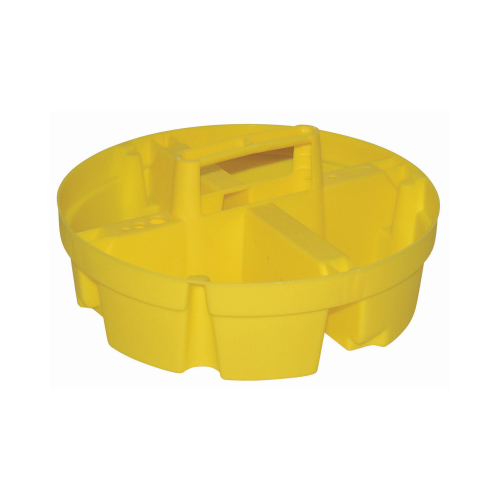Bucket Stacker, Plastic, Yellow, 10-1/4 in Dia x 4-1/2 in H Outside, 4-Compartment