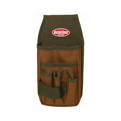 Utility Pouch, 5-Pocket, Poly Ripstop Fabric, Brown/Green, 5 in W, 9 in H, 2 in D