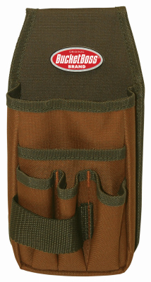 Bucket Boss 54170 Utility Pouch, 5-Pocket, Poly Ripstop Fabric, Brown/Green, 5 in W, 9 in H, 2 in D