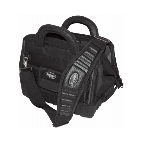 Bucket Boss 64014 Professional Series Pro Gatemouth Tool Bag, 14 in W, 9-1/2 in D, 11 in H, 12-Pocket, Poly Fabric
