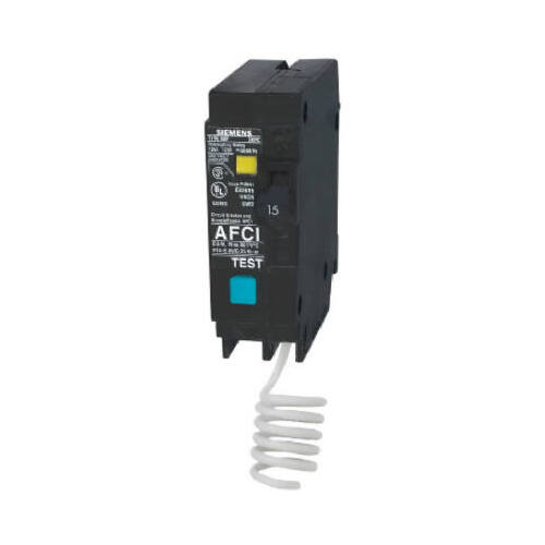 Circuit Breaker, AFCI, Combination, 15 A, 1 -Pole, 120/240 V, Fixed Trip, Plug Mounting, Black