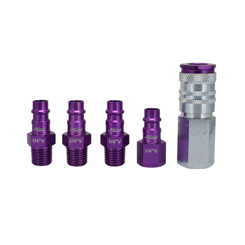 5-Pc. Coupler & Plug Kit, V-Style, Purple, 1/4-In. NPT