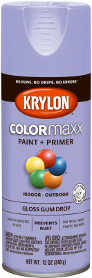 KRYLON 5521 COLORmaxx Spray Paint, Gloss, Gum Drop, 12 oz, Aerosol Can