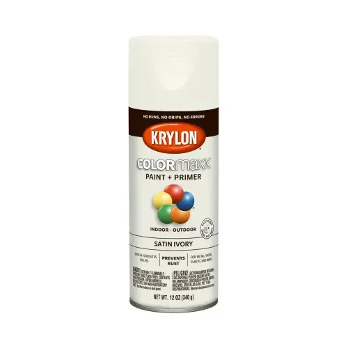 KRYLON 5567 COLORmaxx Spray Paint, Satin, Ivory, 12 oz, Aerosol Can