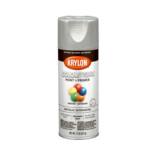 KRYLON K05589007 COLORmaxx Spray Paint, 12 oz, Aerosol Can Nickel