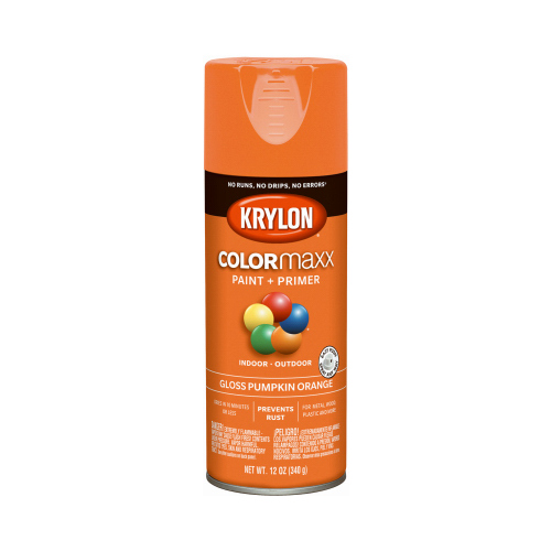 COLORmaxx Spray Paint, Gloss, Pumpkin Orange, 12 oz, Aerosol Can