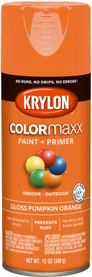 KRYLON 5532 COLORmaxx Spray Paint, Gloss, Pumpkin Orange, 12 oz, Aerosol Can