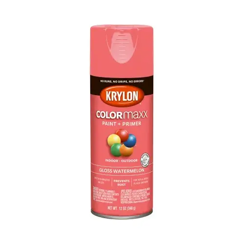Krylon Industrial K05544007-XCP6 COLORmaxx  Paint + Primer Spray Paint, 12 oz, Watermelon, Gloss - pack of 6