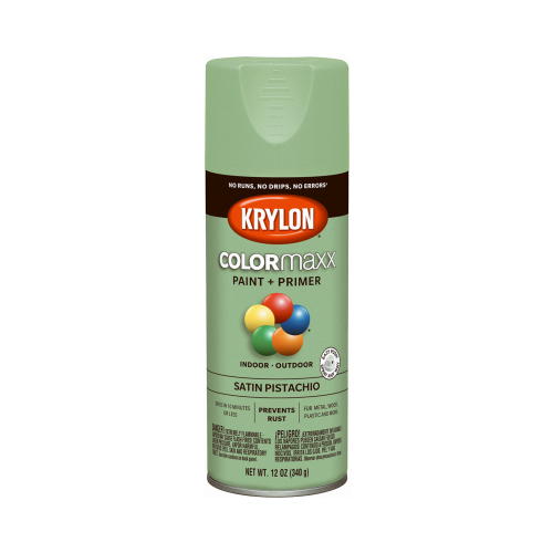 COLORmaxx Spray Paint + Primer, Satin Pistachio, 12-oz.