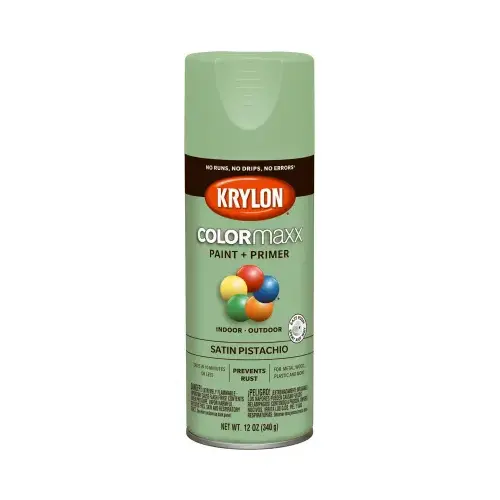 KRYLON DIVERSIFIED BRANDS 5575 COLORmaxx Spray Paint + Primer, Satin Pistachio, 12-oz.