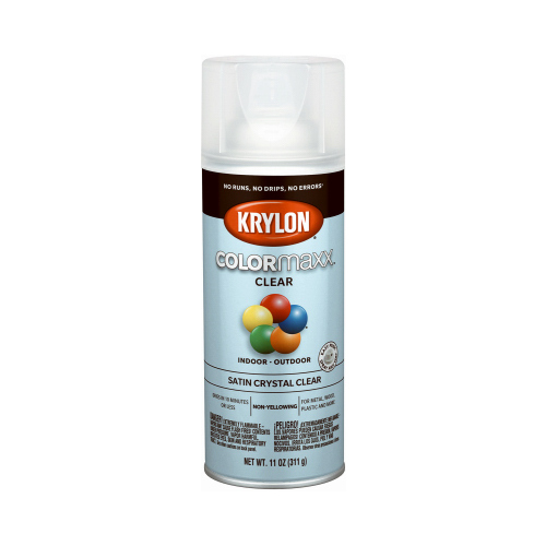 COLORmaxx Spray Paint, Satin, Crystal Clear, 11 oz, Aerosol Can