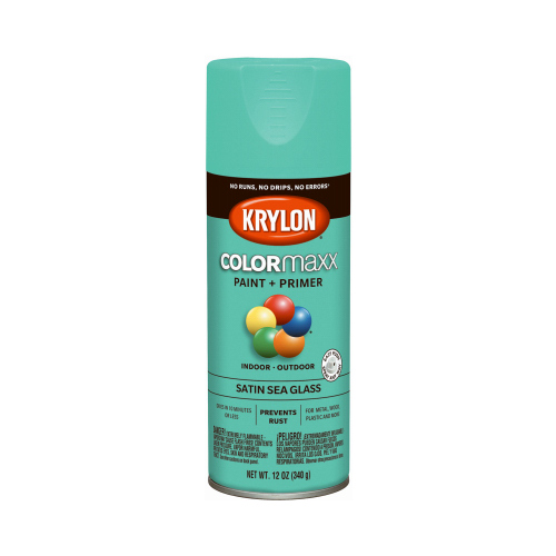 COLORmaxx Spray Paint, Satin, Sea Glass, 12 oz, Aerosol Can