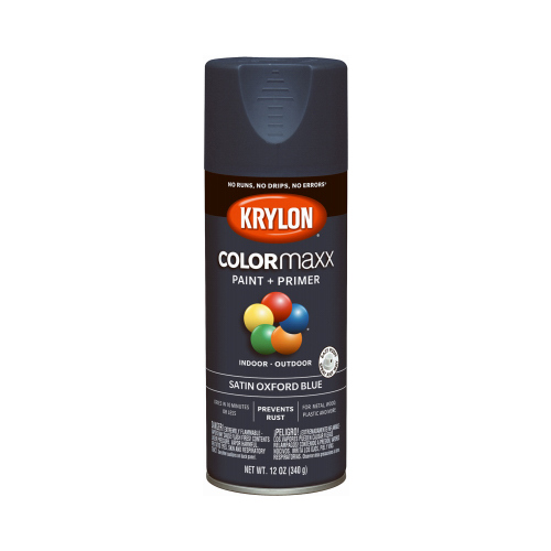 COLORmaxx Spray Paint, Satin, Oxford Blue, 12 oz, Aerosol Can
