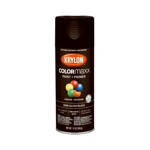 KRYLON 5579 COLORmaxx Spray Paint, Gloss, Black, 12 oz, Aerosol Can