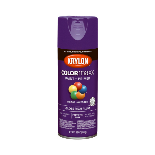 COLORmaxx Spray Paint, Gloss, Plum, 12 oz, Aerosol Can