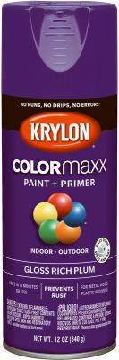 KRYLON 5536 COLORmaxx Spray Paint, Gloss, Plum, 12 oz, Aerosol Can