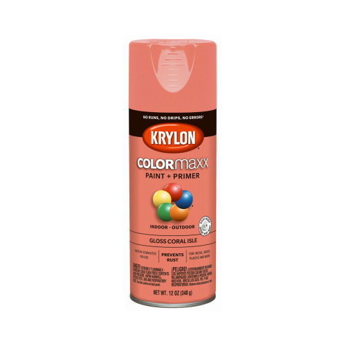 COLORmaxx Spray Paint + Primer, Gloss Coral Isle, 12-oz.