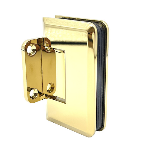 Brixwell H-PGTW-LB Premier Series Glass-To-Wall Mount Shower Door Hinge With Short Back Plate Lifetime Brass