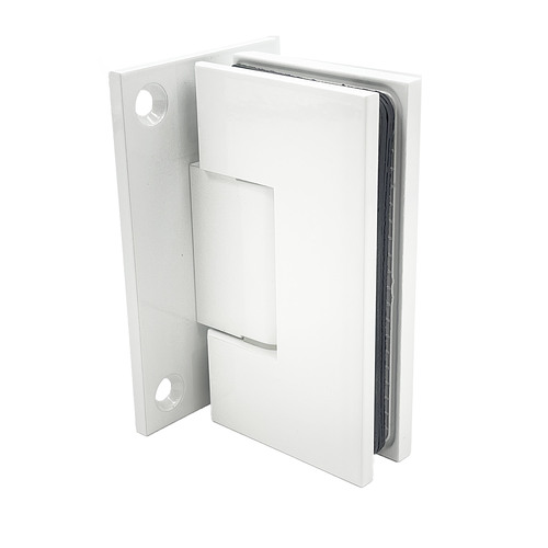 Brixwell H-MGTW-FP-W Maxum Series Glass To Wall Mount Shower Door Hinge With Full Back Plate Gloss White
