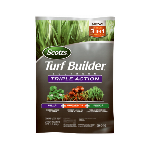 Turf Builder Southern Triple-Action Fertilizer Bag, Granular, 29-0-10 N-P-K Ratio Pink