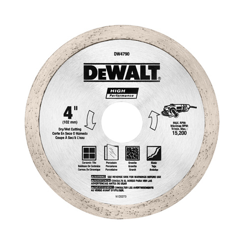 Tile Blade High Performance 4" D X 5/8" Diamond Wet/Dry