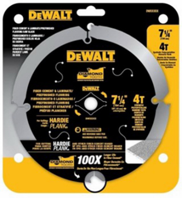 DEWALT DWA3193PCD Circular Saw Blade, 7-1/4 in Dia, 5/8 in Arbor, 4-Teeth, Polycrystalline Cutting Edge