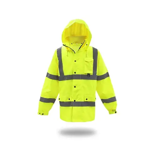 Rain Jacket Hi-Vis Yellow Polyester XL Yellow