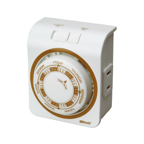 Mechanical Timer, 15 A, 125 V, 1875 W, 7 days Time Setting, White