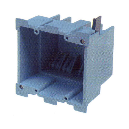 Outlet Box, 2 -Gang, PVC, Blue, Clamp Mounting