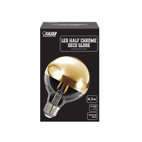 Feit Electric G2540GOLD827FIL Filament LED Bulb Deco Globe G25 E26 (Medium) Soft White 40 W Gold