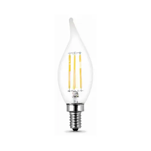 LED Bulb, Decorative, Flame Tip Lamp, 40 W Equivalent, E12 Lamp Base, Dimmable, Clear - pack of 4