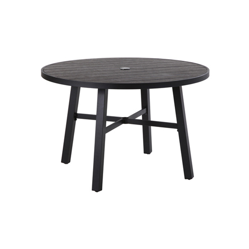 Four Seasons Courtyard 745.0540.000 Adelaide Patio Dining Table, Faux Wood Top, Charcoal Steel, 44-In. Round