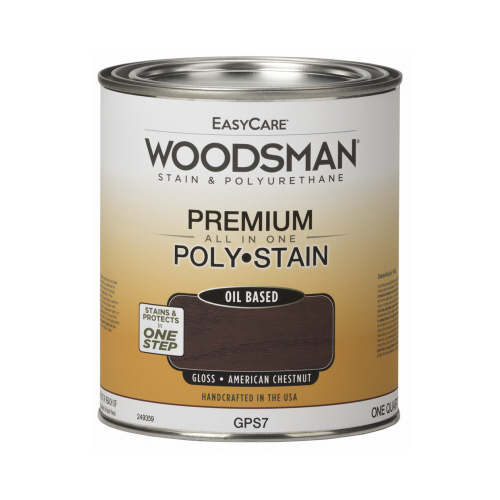 Woodsman Stain & Polyurethane In One, Oil-Base Gloss, American Chestnut, Qt.